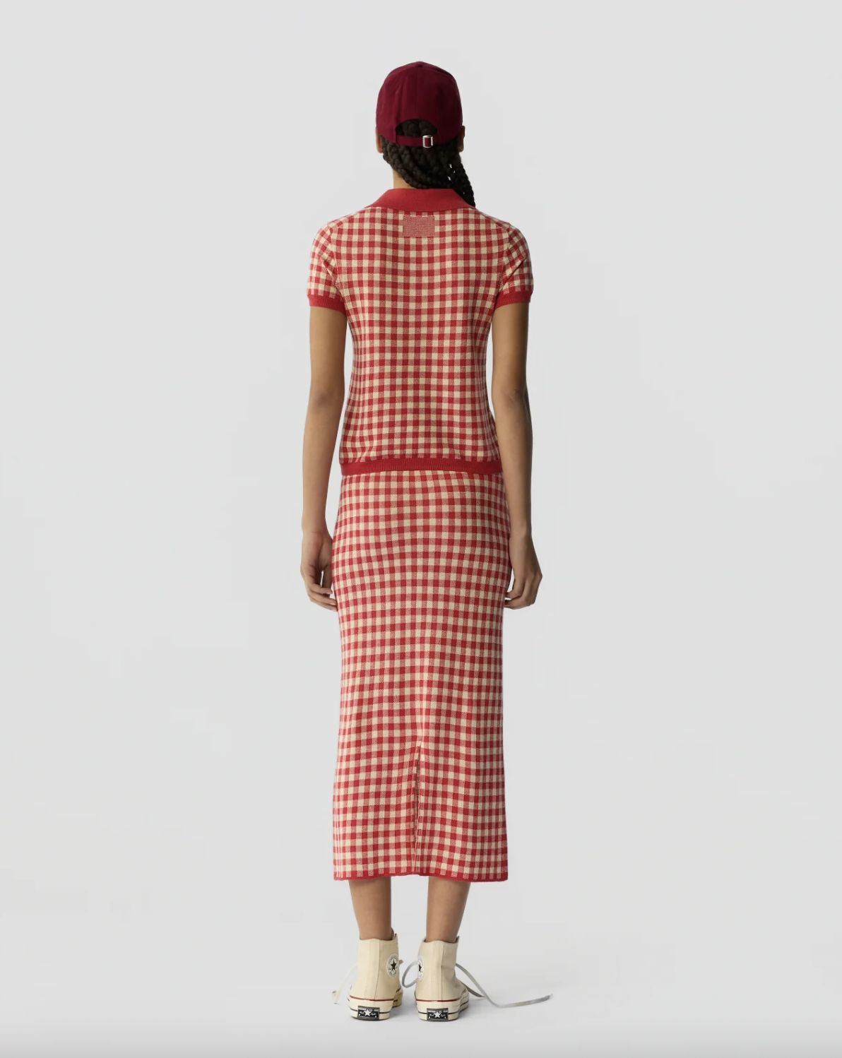 Guest In Residence Gingham Shrunken Polo in Scarlet Mist