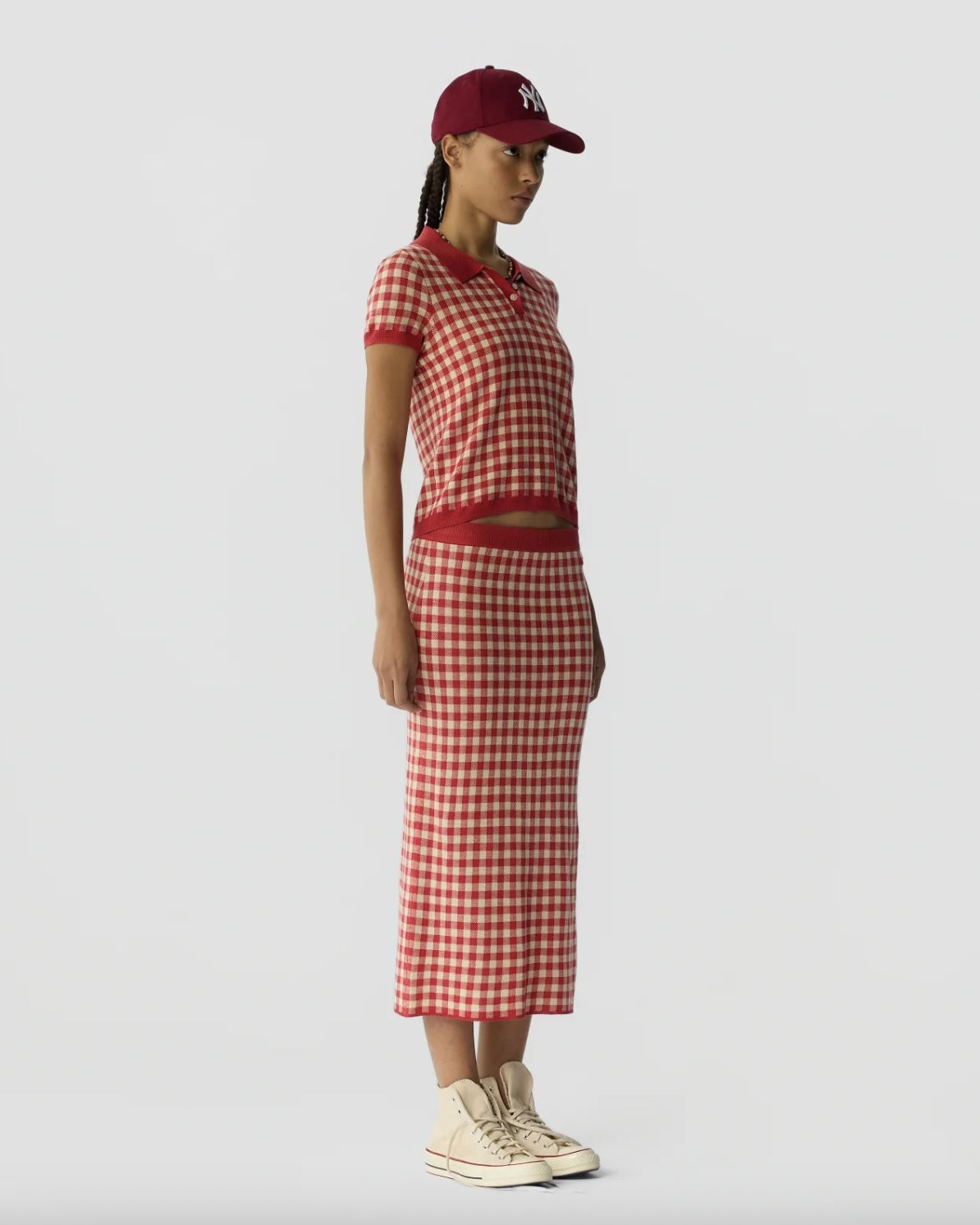 Guest In Residence Gingham Shrunken Polo in Scarlet Mist