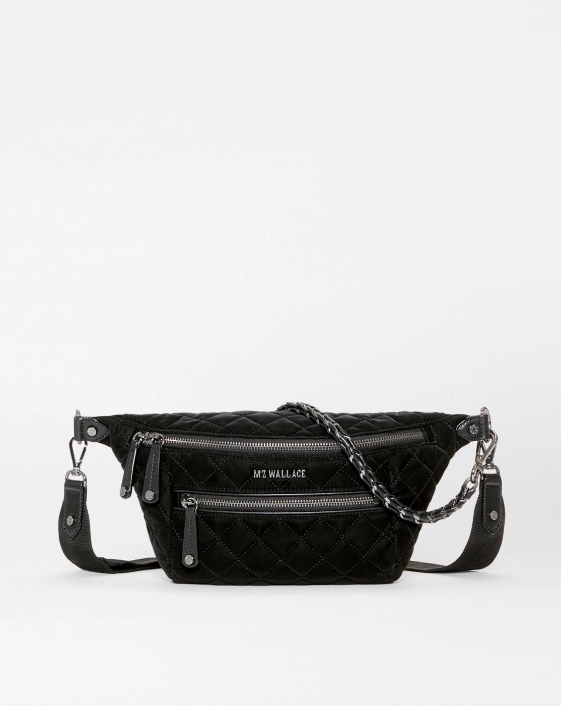 MZ Wallace Small Crosby Crossbody Sling in Black Tech Velvet