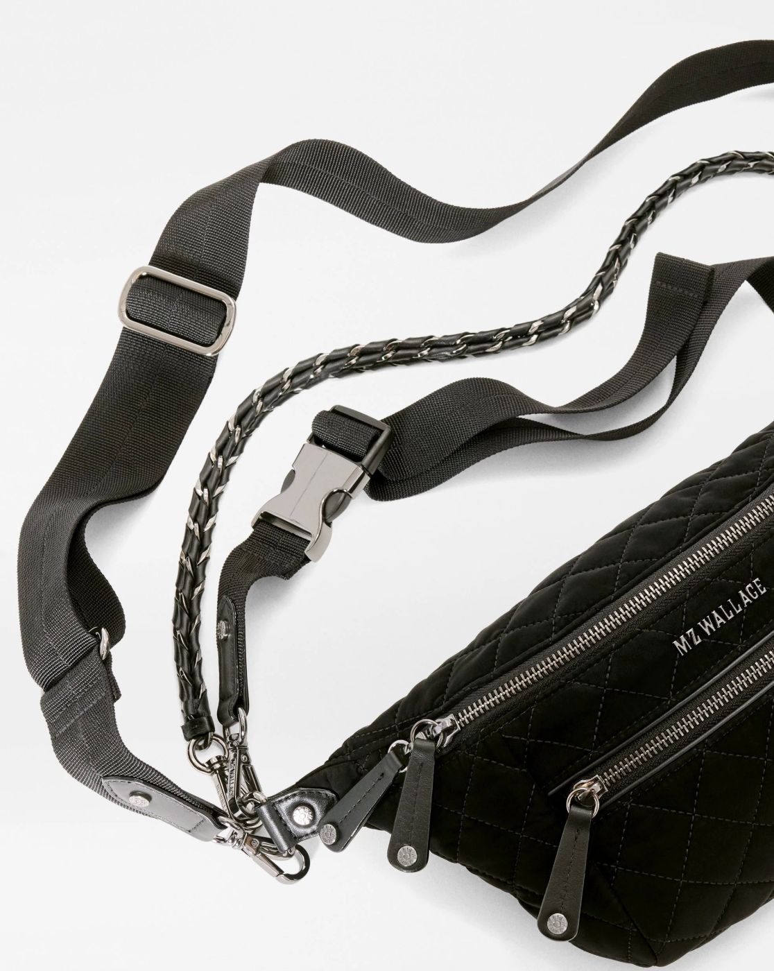 MZ Wallace Small Crosby Crossbody Sling in Black Tech Velvet