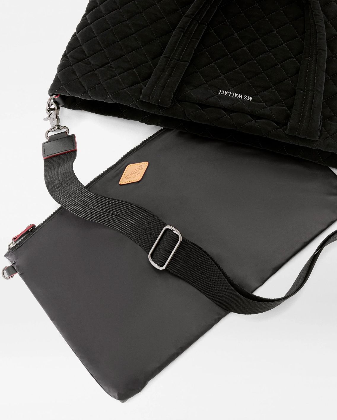 MZ Wallace Medium Metro Tote Deluxe in Black Tech Velvet