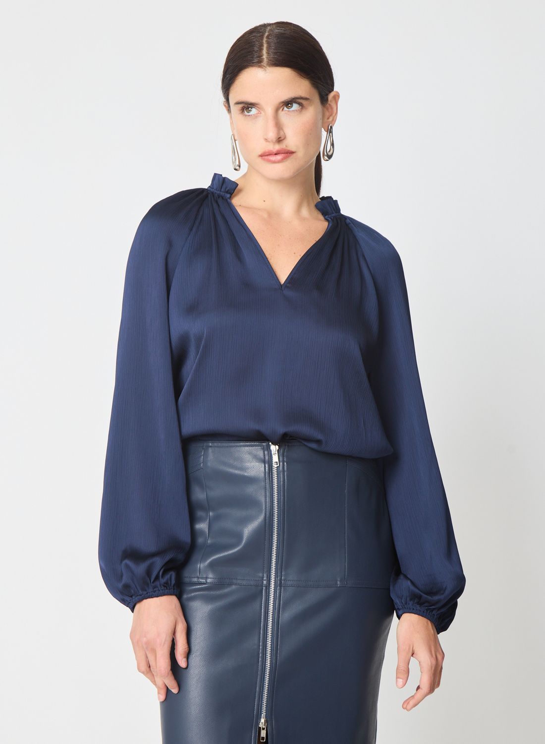 Gilner Farrar Vera Blouse in Navy, Color: Navy, Size: XS