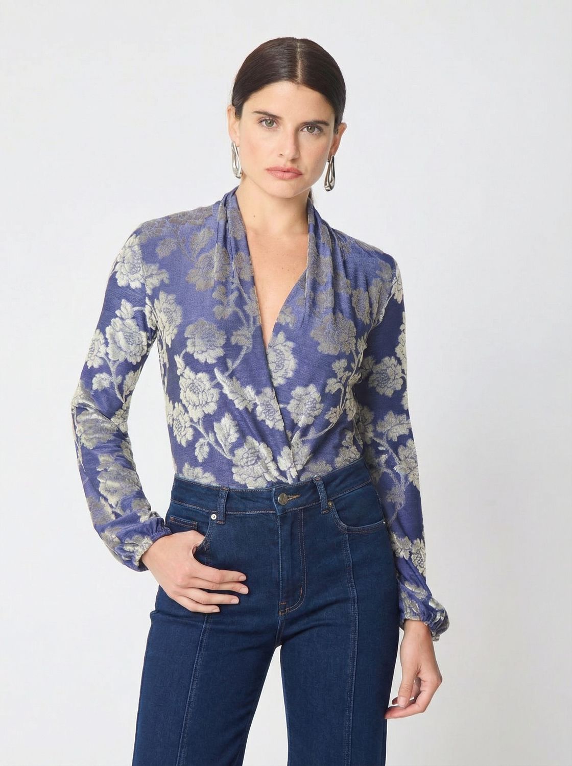 Gilner Farrar Nerine Bodysuit, Color: Floral Velvet, Size: XS