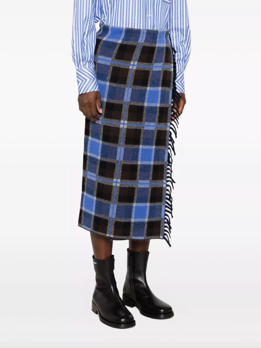 Guest In Residence Wool and Cashmere Tartan Skirt