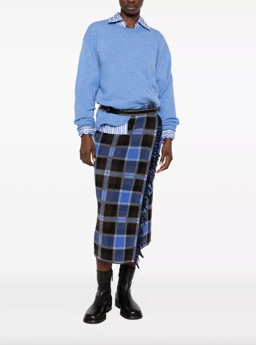 Guest In Residence Wool and Cashmere Tartan Skirt
