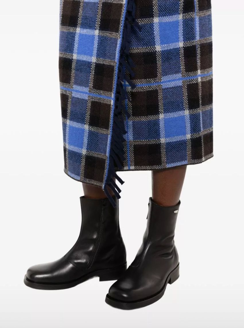 Guest In Residence Wool and Cashmere Tartan Skirt