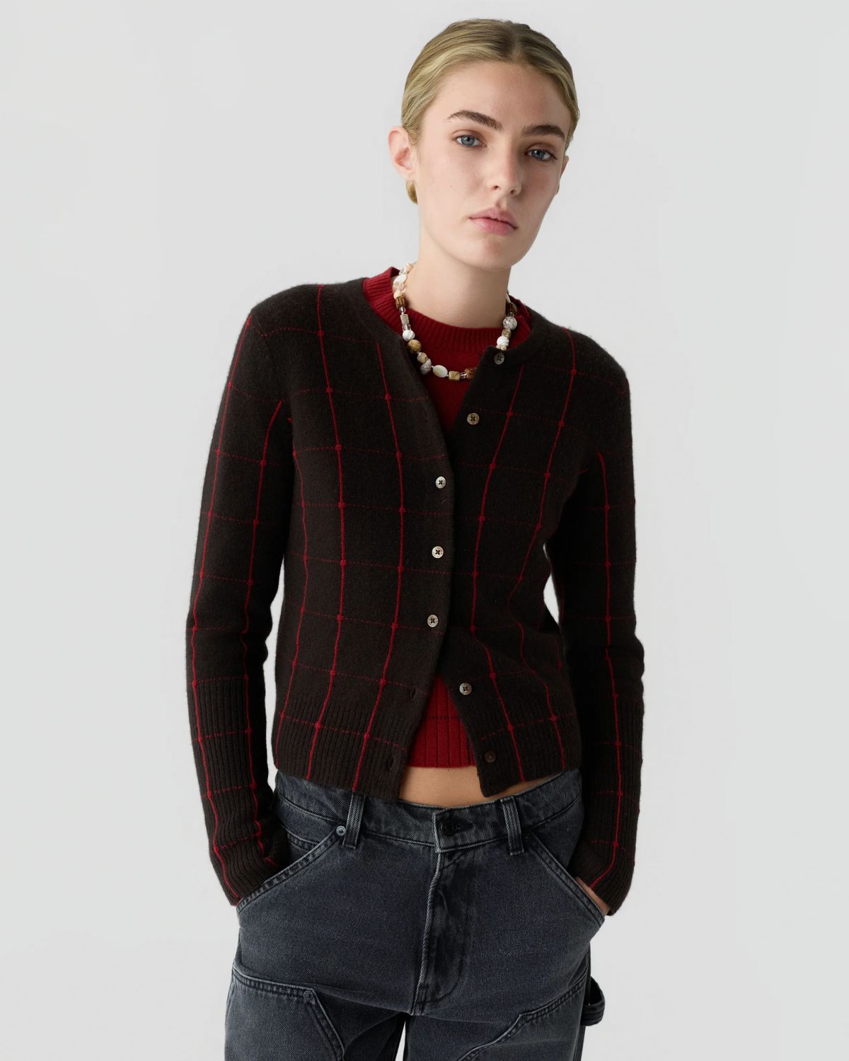 Guest In Residence Jane Checker Cardigan