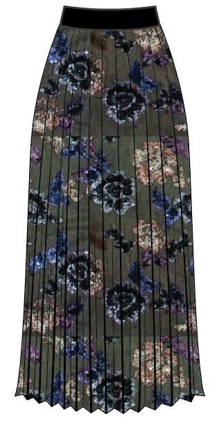Le Superbe Secret Garden Pleated Skirt, Color: Nero Multi, Size: XS