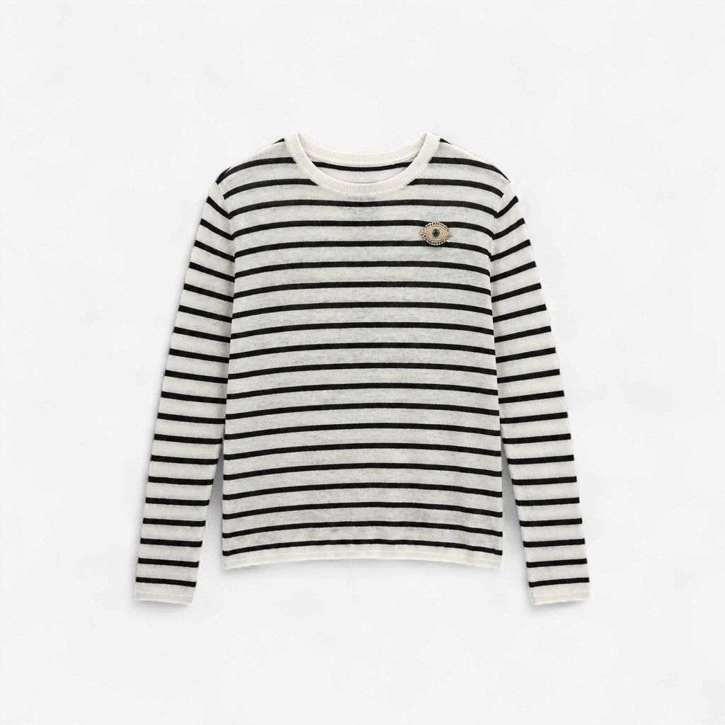 Le Superbe See You Stripe Sweater, Color: Black Stripe, Size: XS