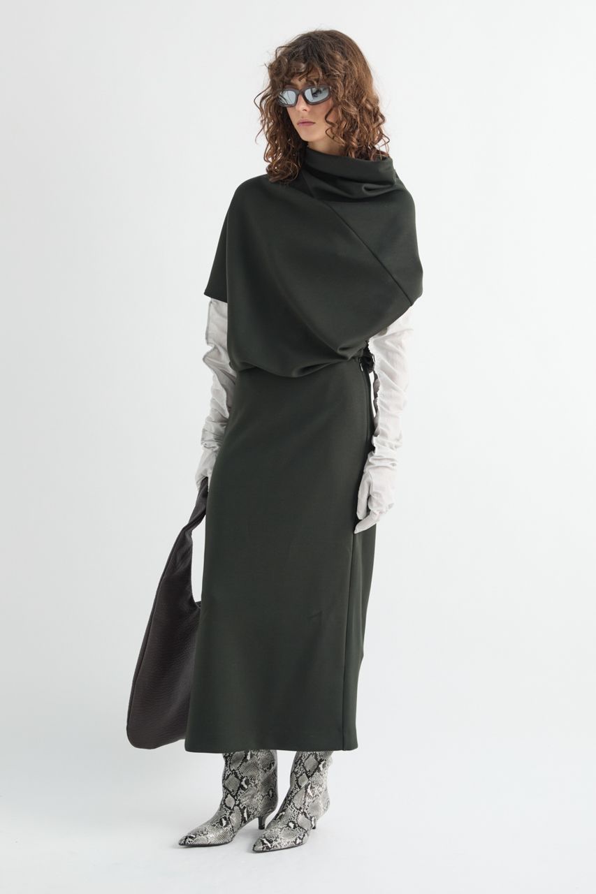 Mei MeiJ Cowl Dress in Forest Green, Color: Dark Forest, Size: 36
