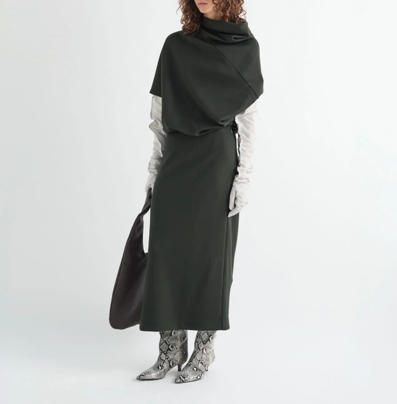 Mei MeiJ Cowl Dress in Forest Green