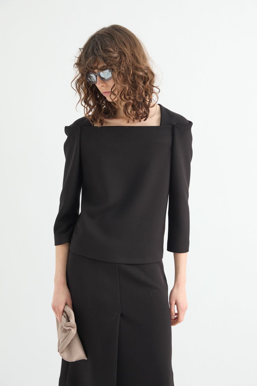 Mei MeiJ Square Neck Top, Color: Nero, Size: 36