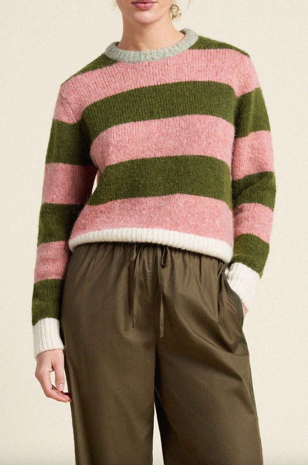 Trovata Cleo Crew Sweater in Pink Stripe
