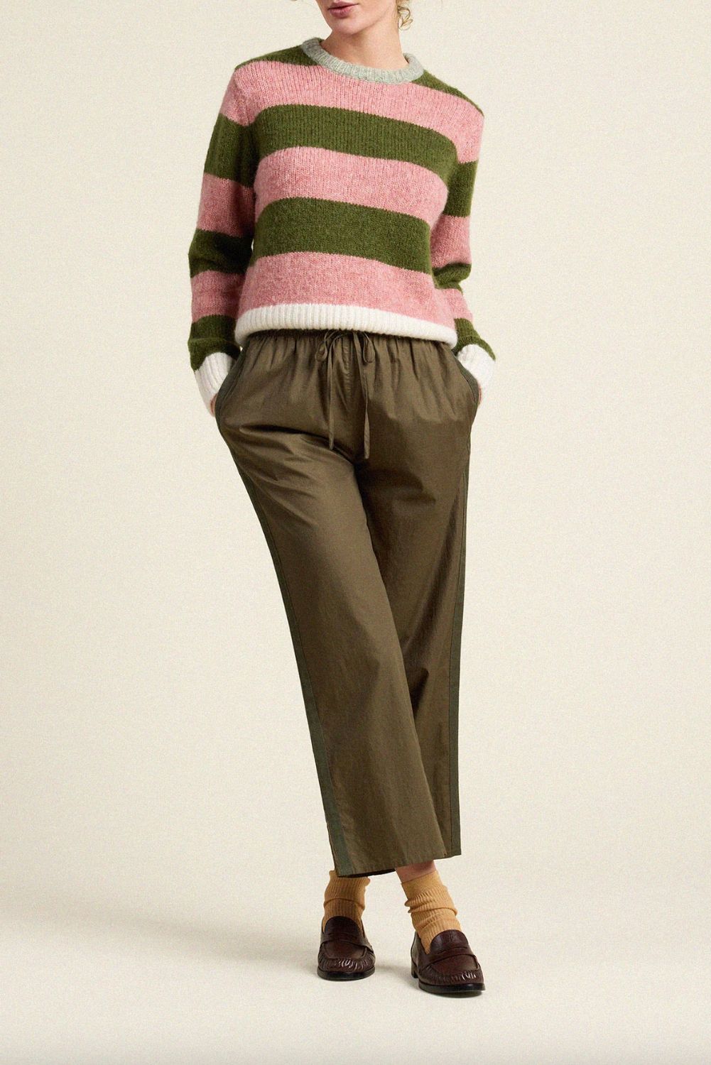 Trovata Cleo Crew Sweater in Pink Stripe