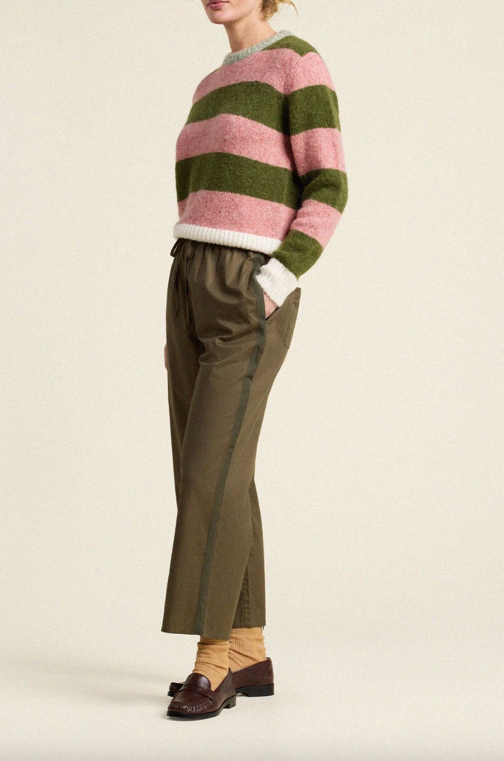 Trovata Cleo Crew Sweater in Pink Stripe