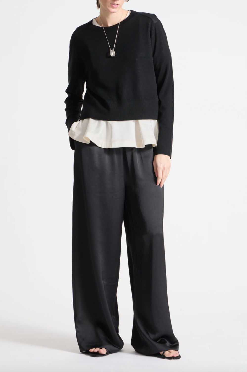 Saint Art Elodie Layered Crewneck in Black