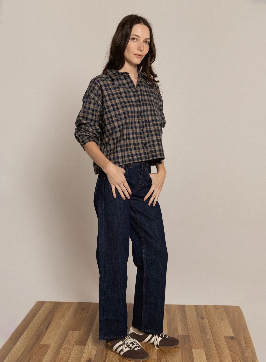 Caydn Navy Plaid Jo Button Down Shirt