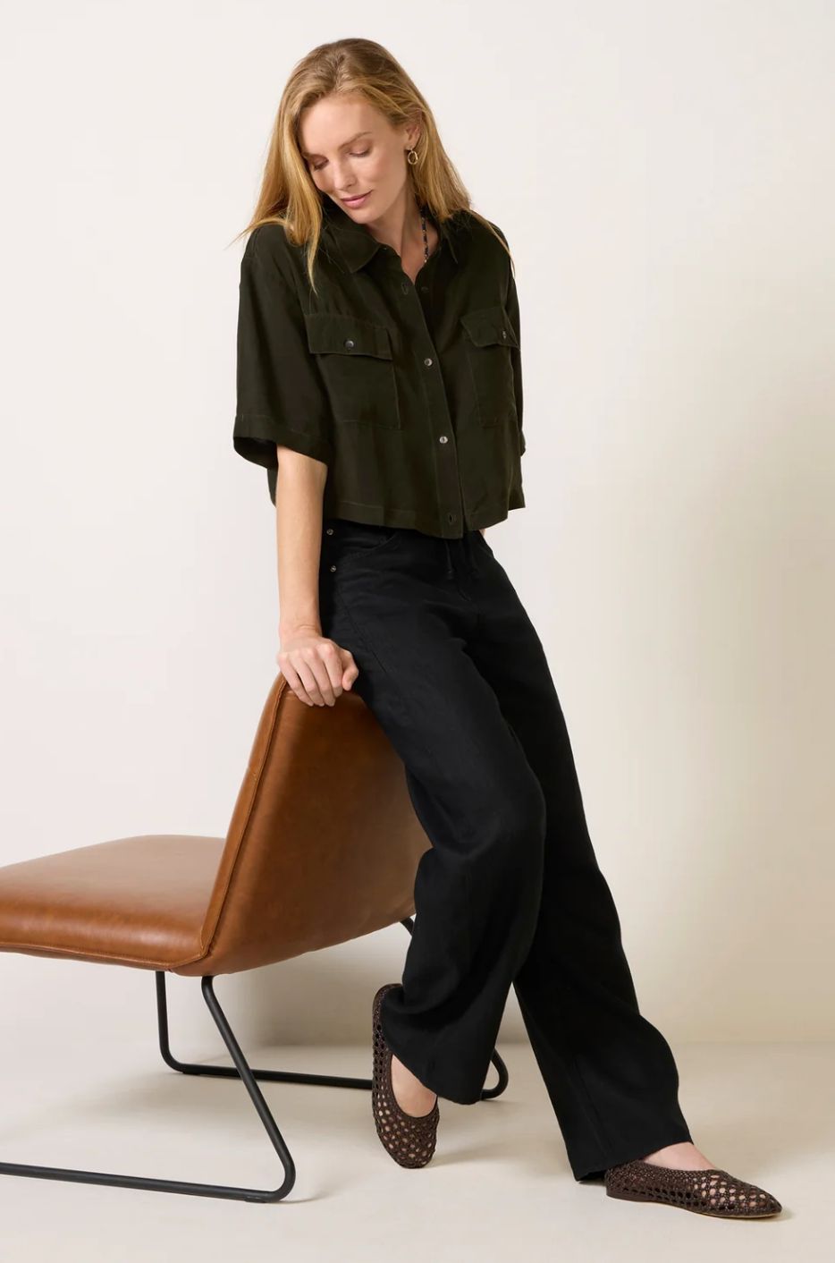 Caydn Katie Pocket Crop Shirt