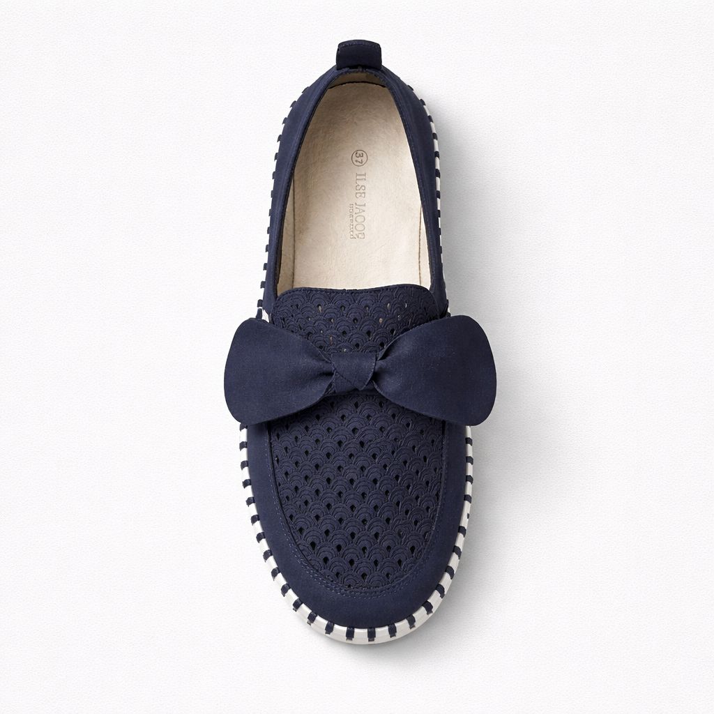 Ilse Jacobsen Slip On With Bow in Navy