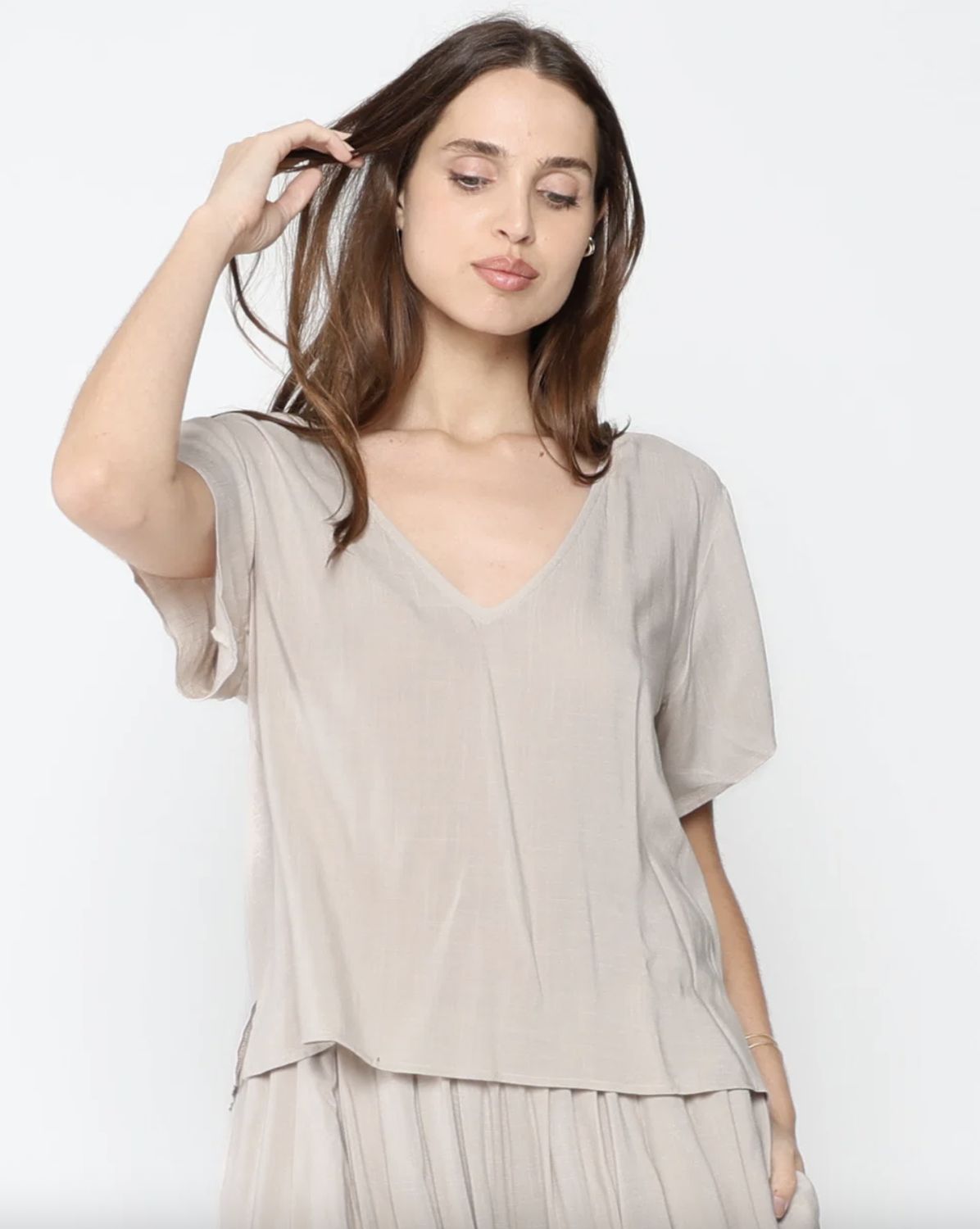 Ripley Rader Linen Everyday V-Neck, Color: Sand, Size: 1