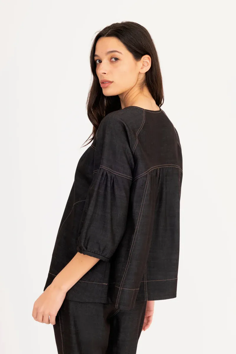 Elaine Kim Evora Top in Black