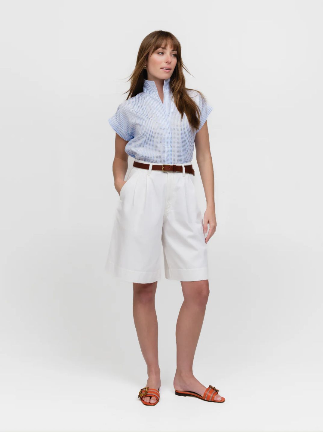 Sarah Alexandra Cap Sleeve Blouse in Amalfi Coast