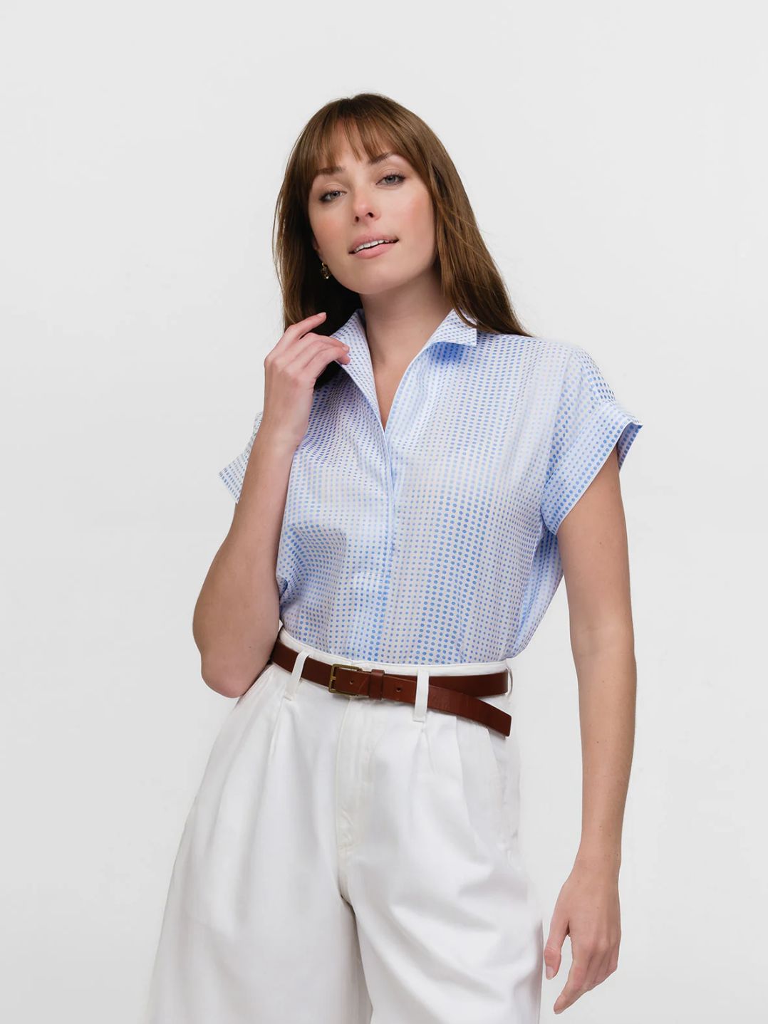 Sarah Alexandra Cap Sleeve Blouse in Amalfi Coast