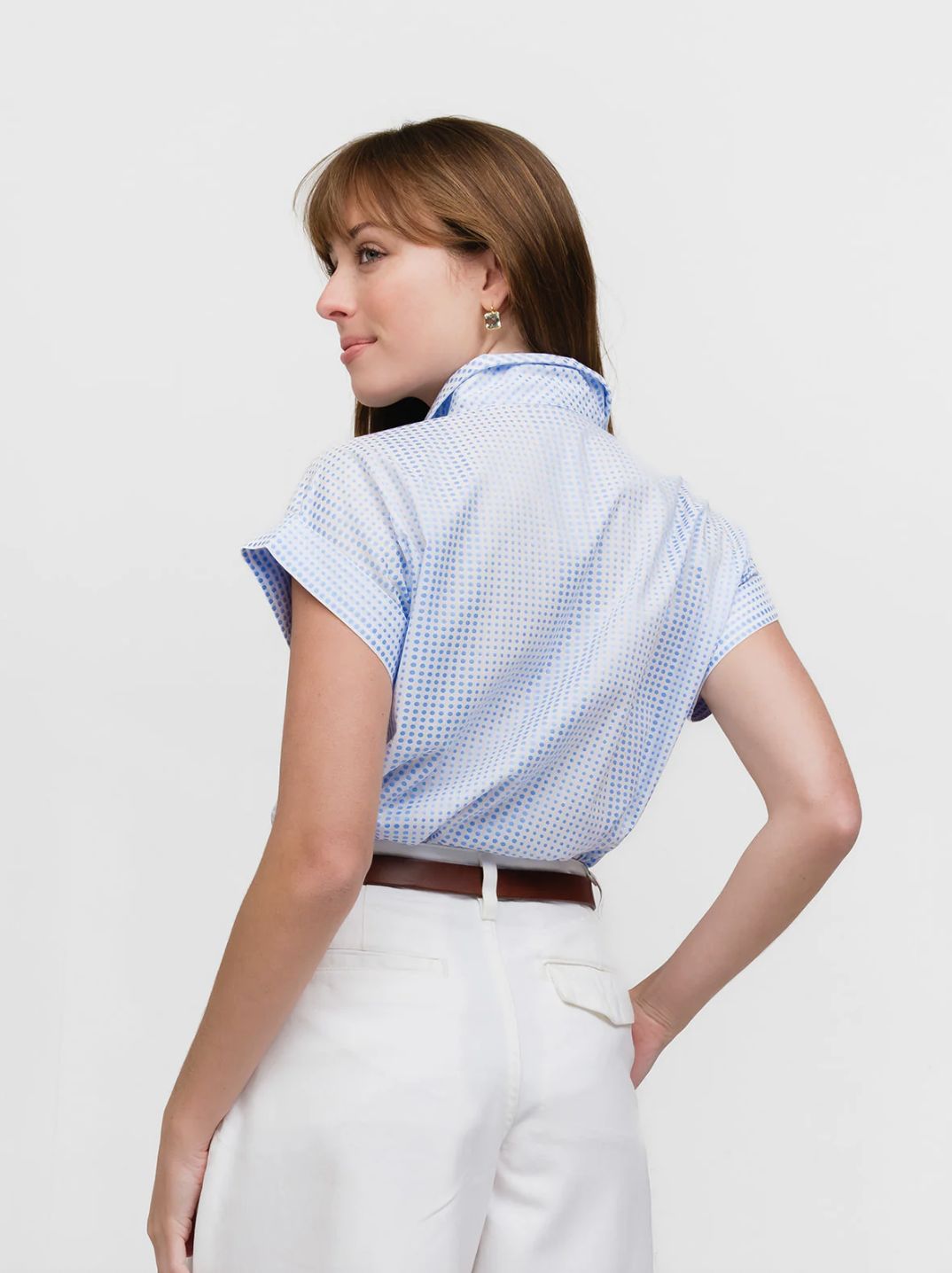 Sarah Alexandra Cap Sleeve Blouse in Amalfi Coast