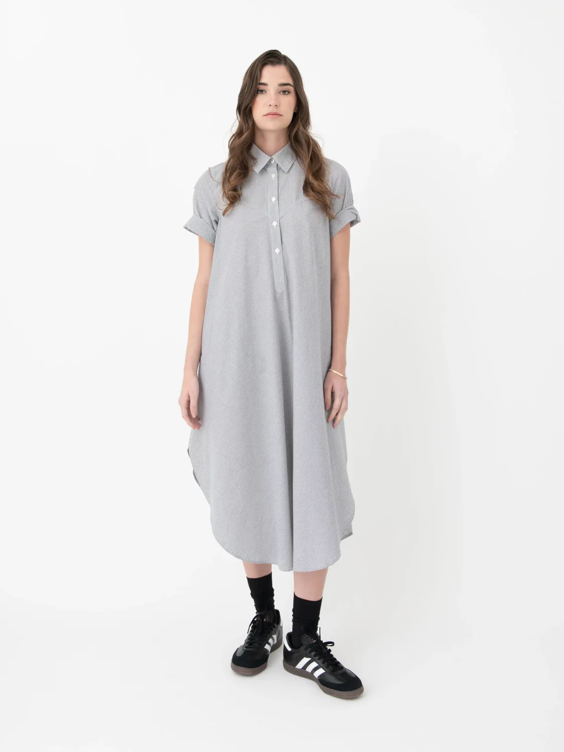 Heather Harlan Ticking Stripe Dress, Color: Black/White, Size: XS