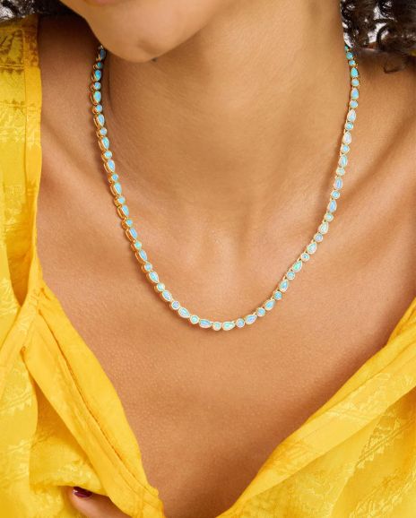 Melinda Maria Isla Opal Tennis Necklace 18"