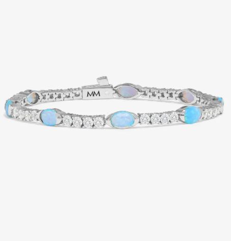 Melinda Maria The Maven Tennis Bracelet Silver Opal