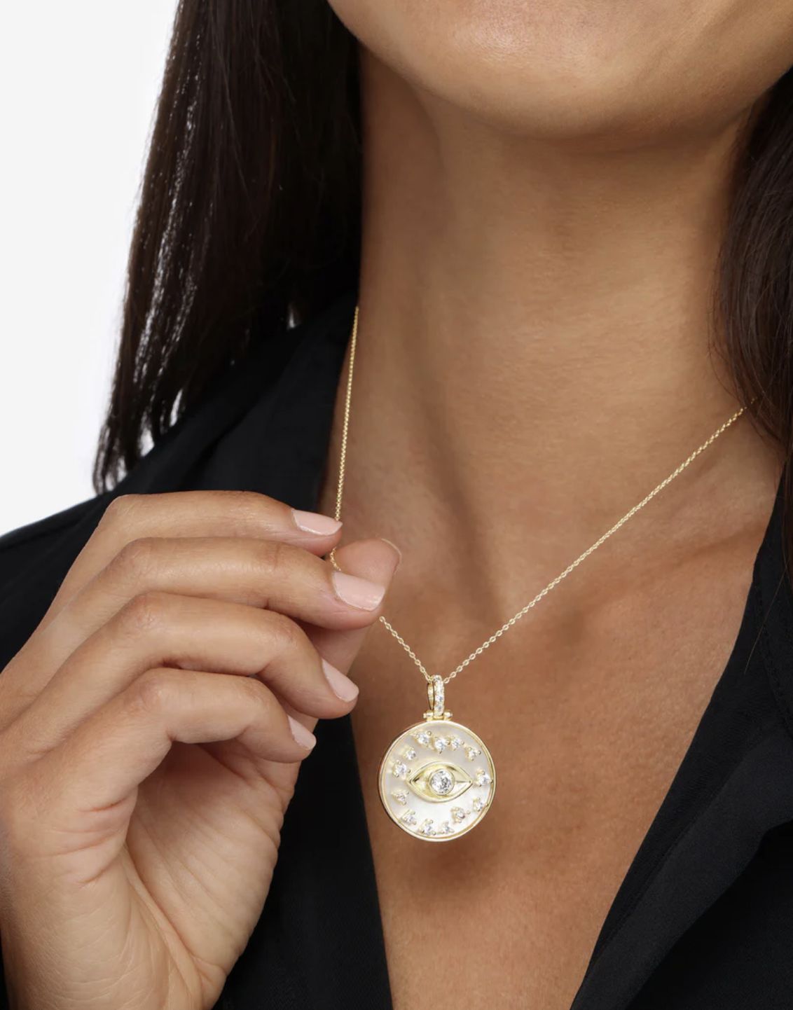 Melinda Maria Evil Eye Medallion Necklace
