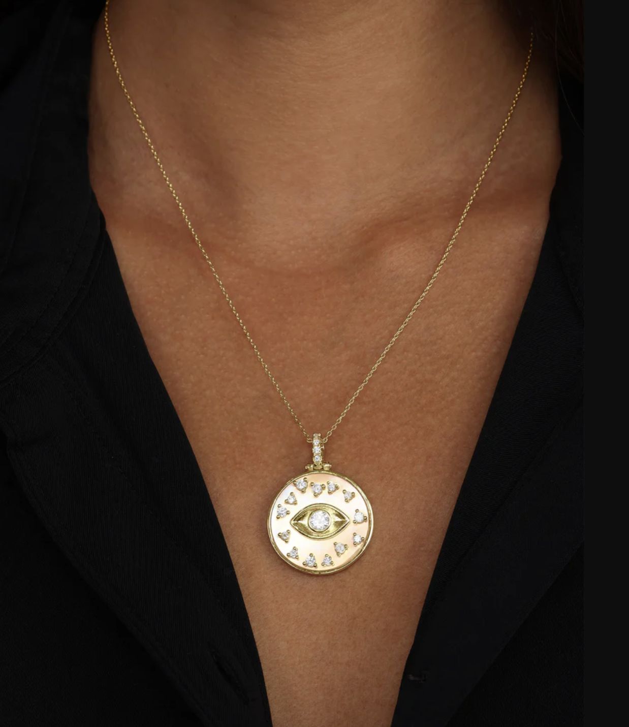 Melinda Maria Evil Eye Medallion Necklace