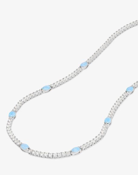 Melinda Maria The Maven Tennis Necklace Silver Opal 16"