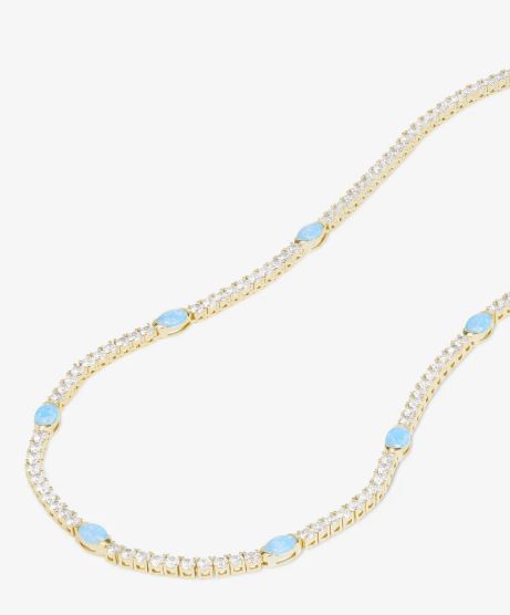 Melinda Maria The Maven Tennis Necklace Gold Opal 18"