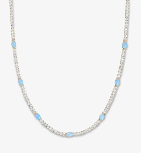 Melinda Maria The Maven Tennis Necklace Gold Opal 18"
