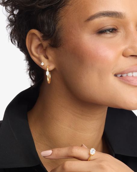 Melinda Maria She's on Point Hoops in Gold