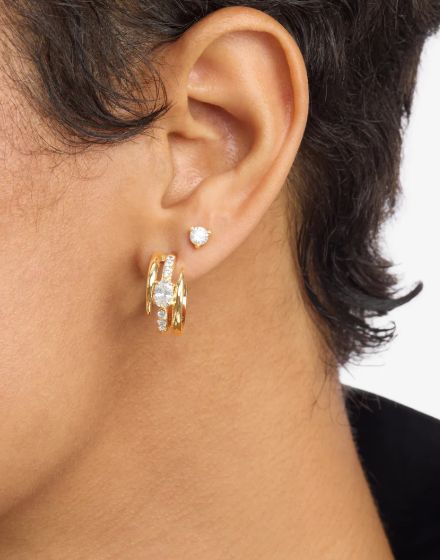Melinda Maria She's on Point Lasso Huggie Earring in Gold