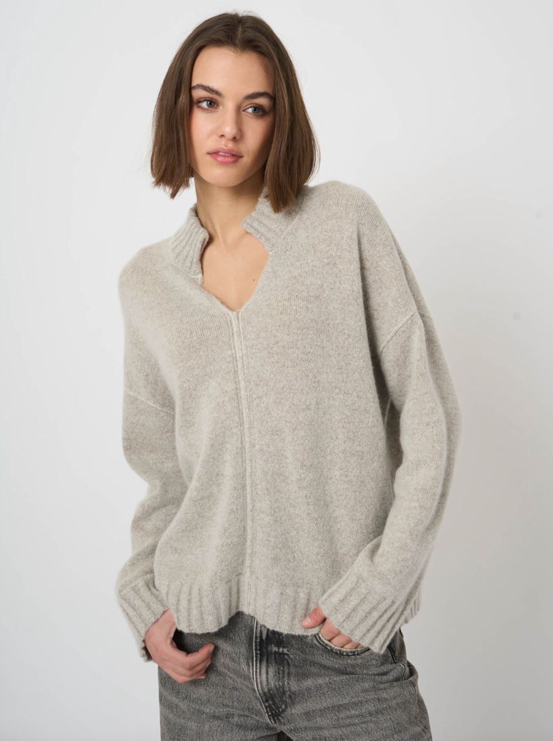 Repeat Cashmere Pullover Sweater in Hazel