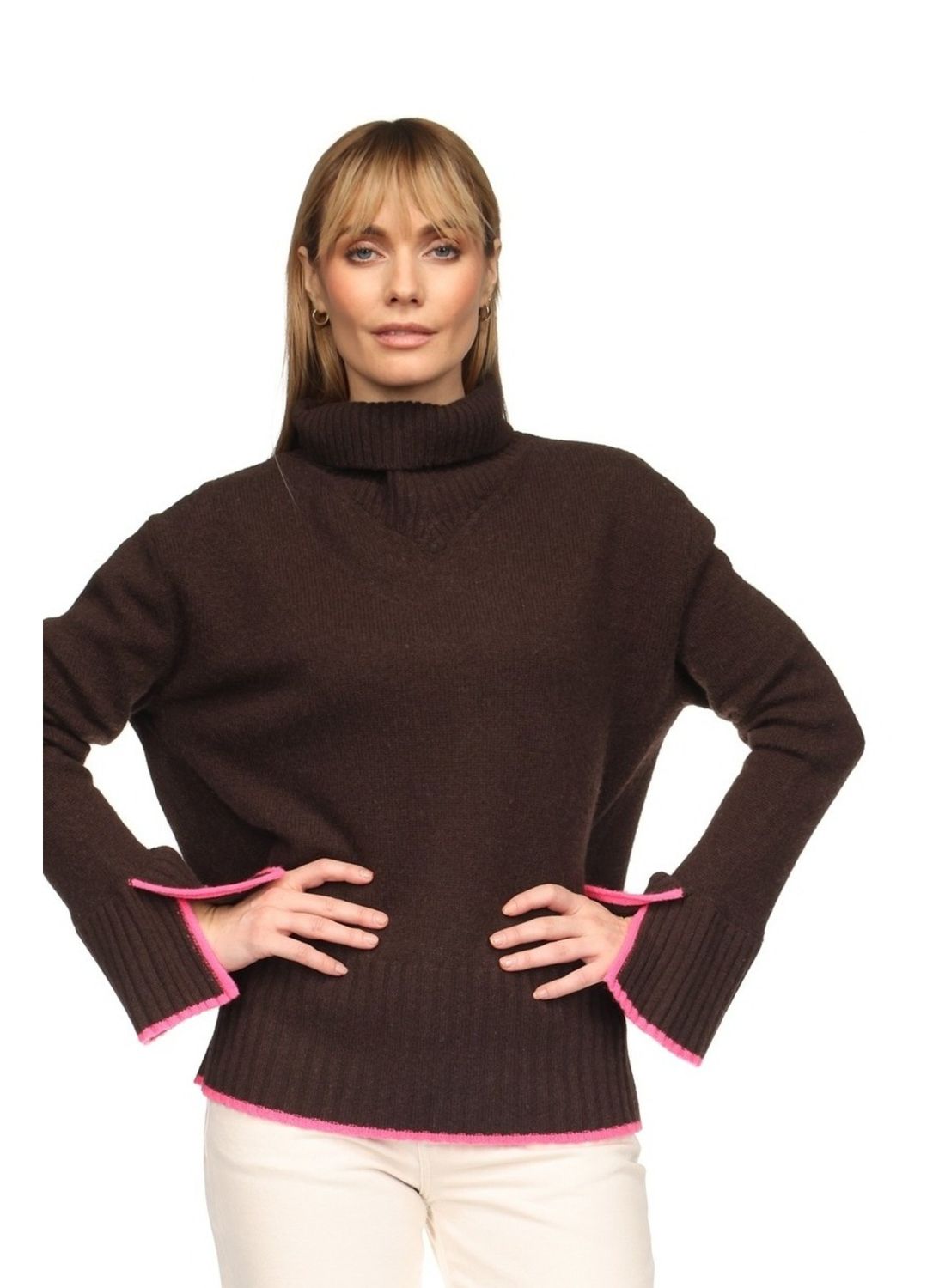 Brodie Split Cuff High Neck, Color: Coffee/Dk.Brown, Size: XS