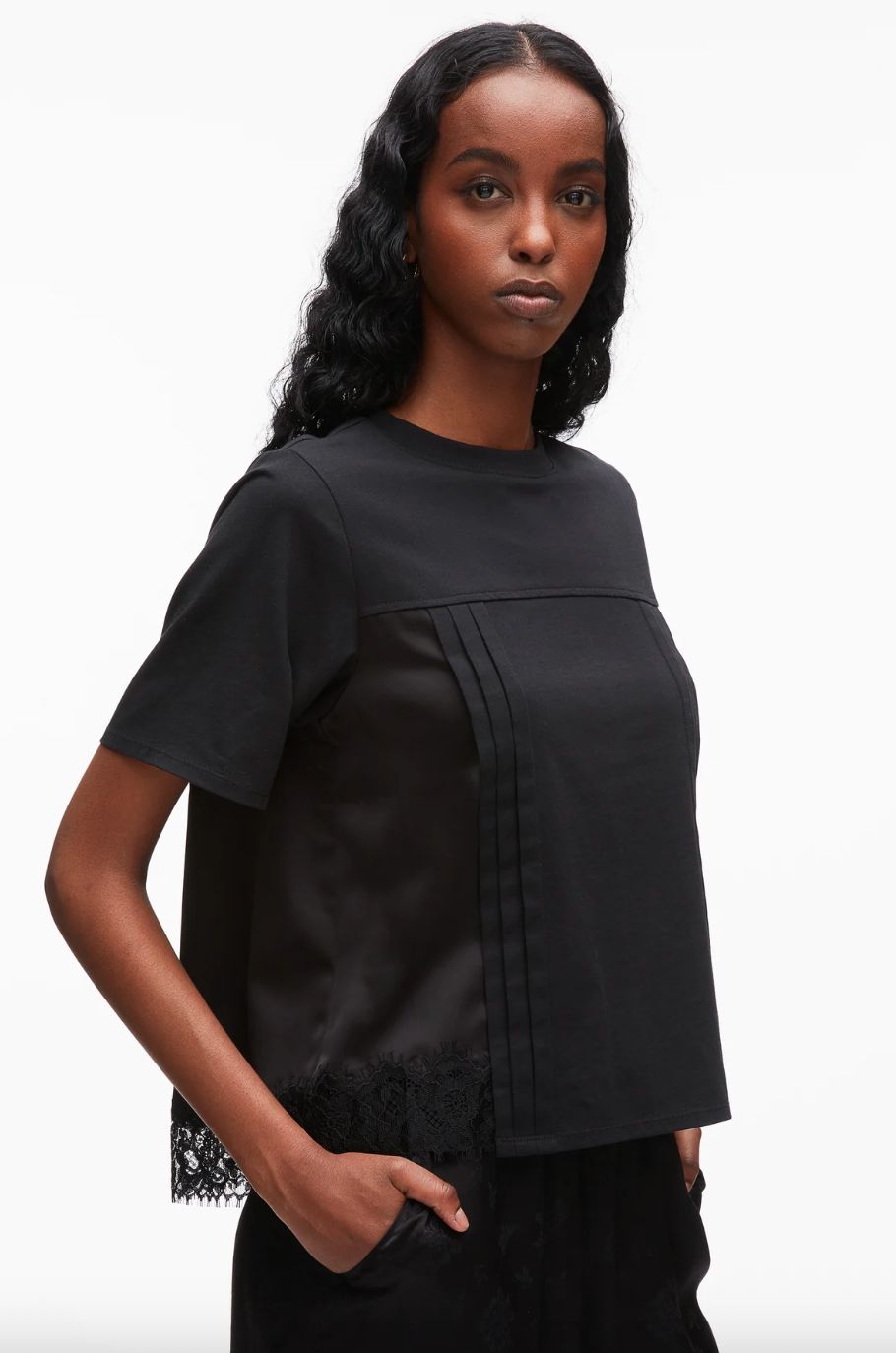 Phillip Lim Satin Lace Combo T-Shirt