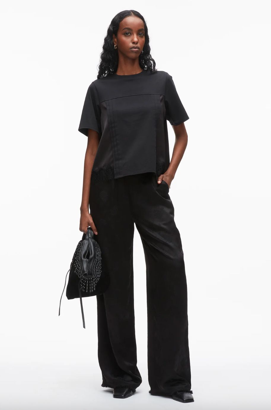 Phillip Lim Satin Lace Combo T-Shirt