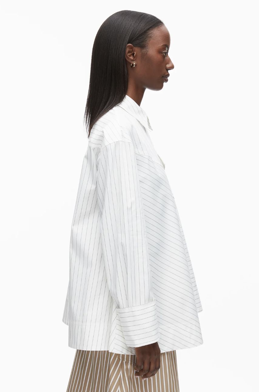 Phillip Lim Assymetrical Stripe Trapeze Shirt in White Multi