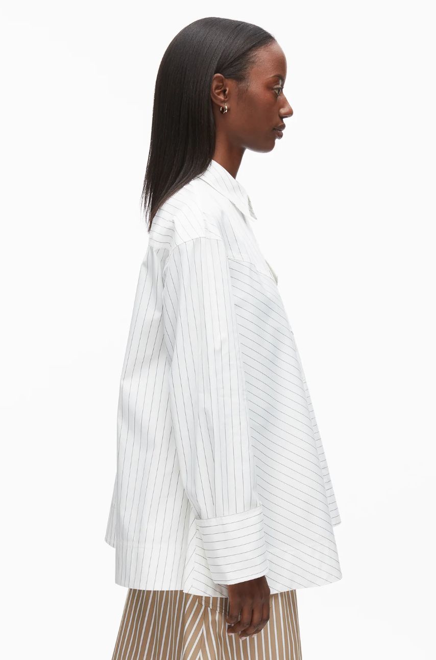 Phillip Lim Assymetrical Stripe Trapeze Shirt in White Multi