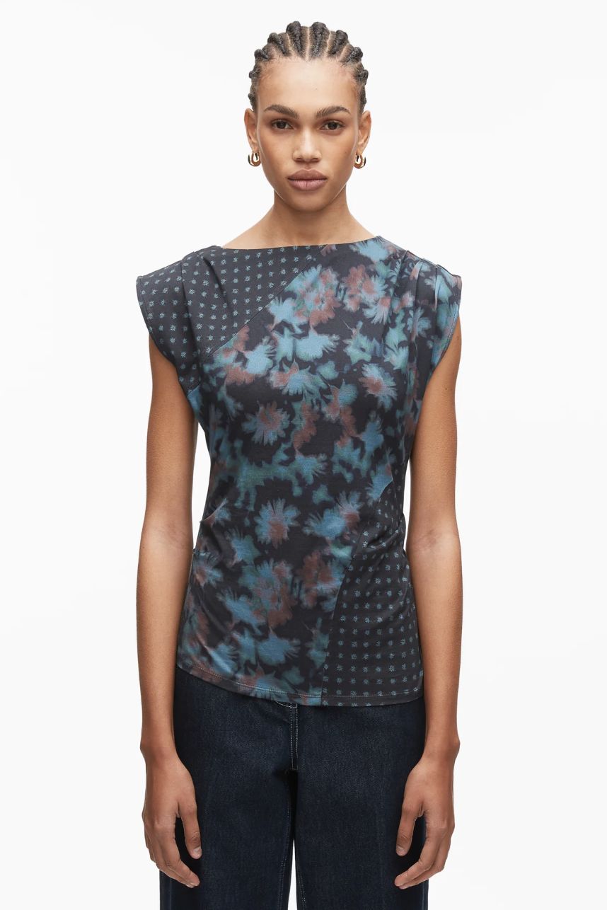 Phillip Lim Desert Floral Patchwork Draped Top
