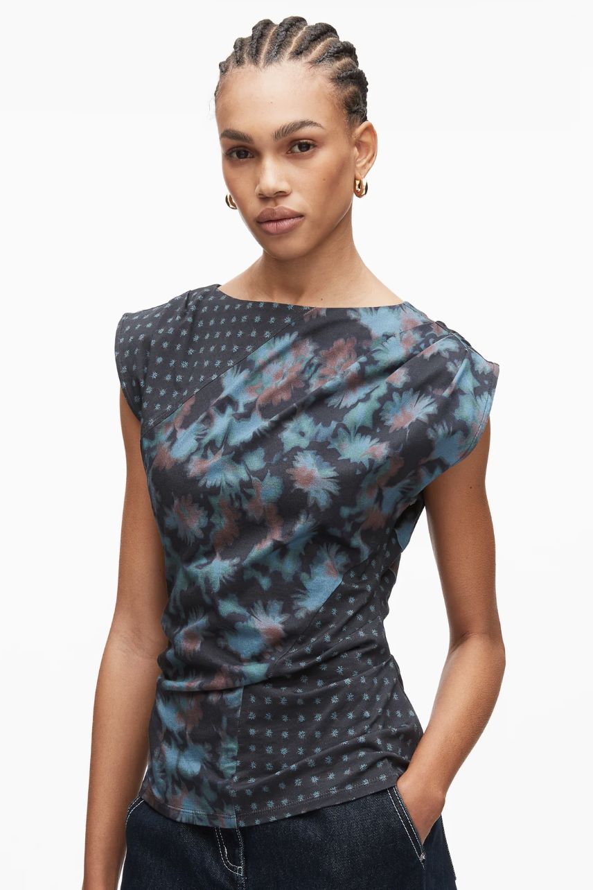 Phillip Lim Desert Floral Patchwork Draped Top