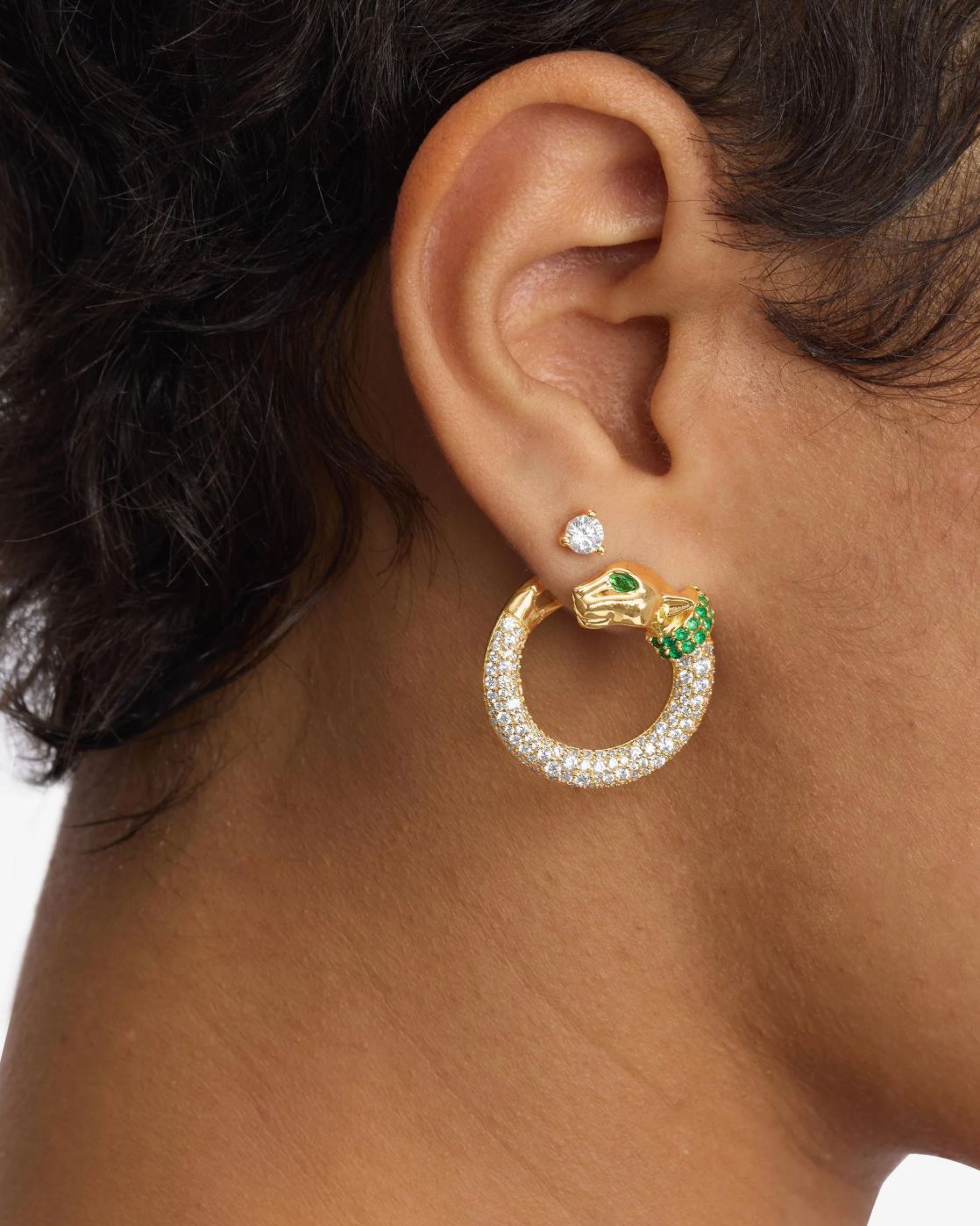 Melinda Maria Jaquar Pave Illusion Hoops in Gold