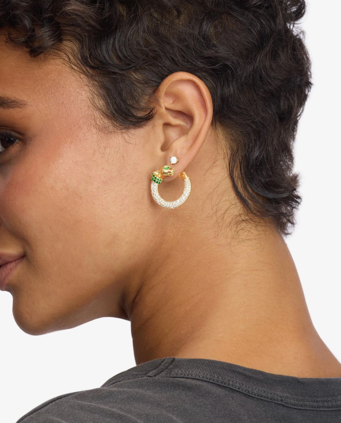 Melinda Maria Jaquar Pave Illusion Hoops in Gold