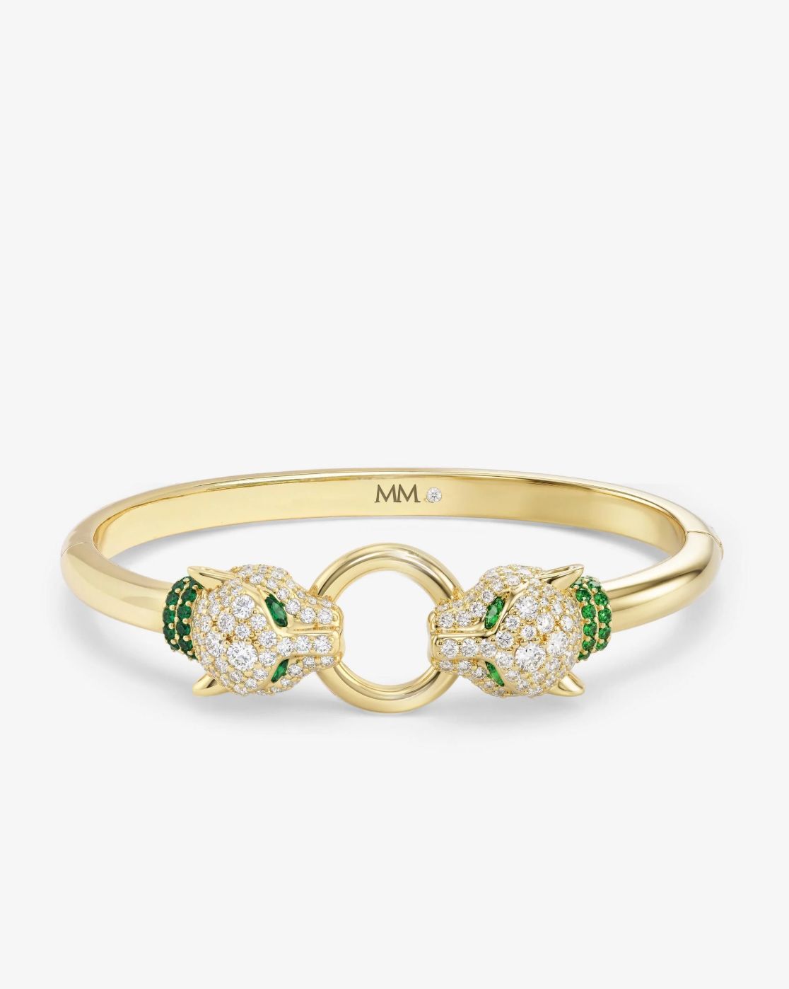Melinda Maria Jaguar Cuff Bracelet in Gold/Emerald