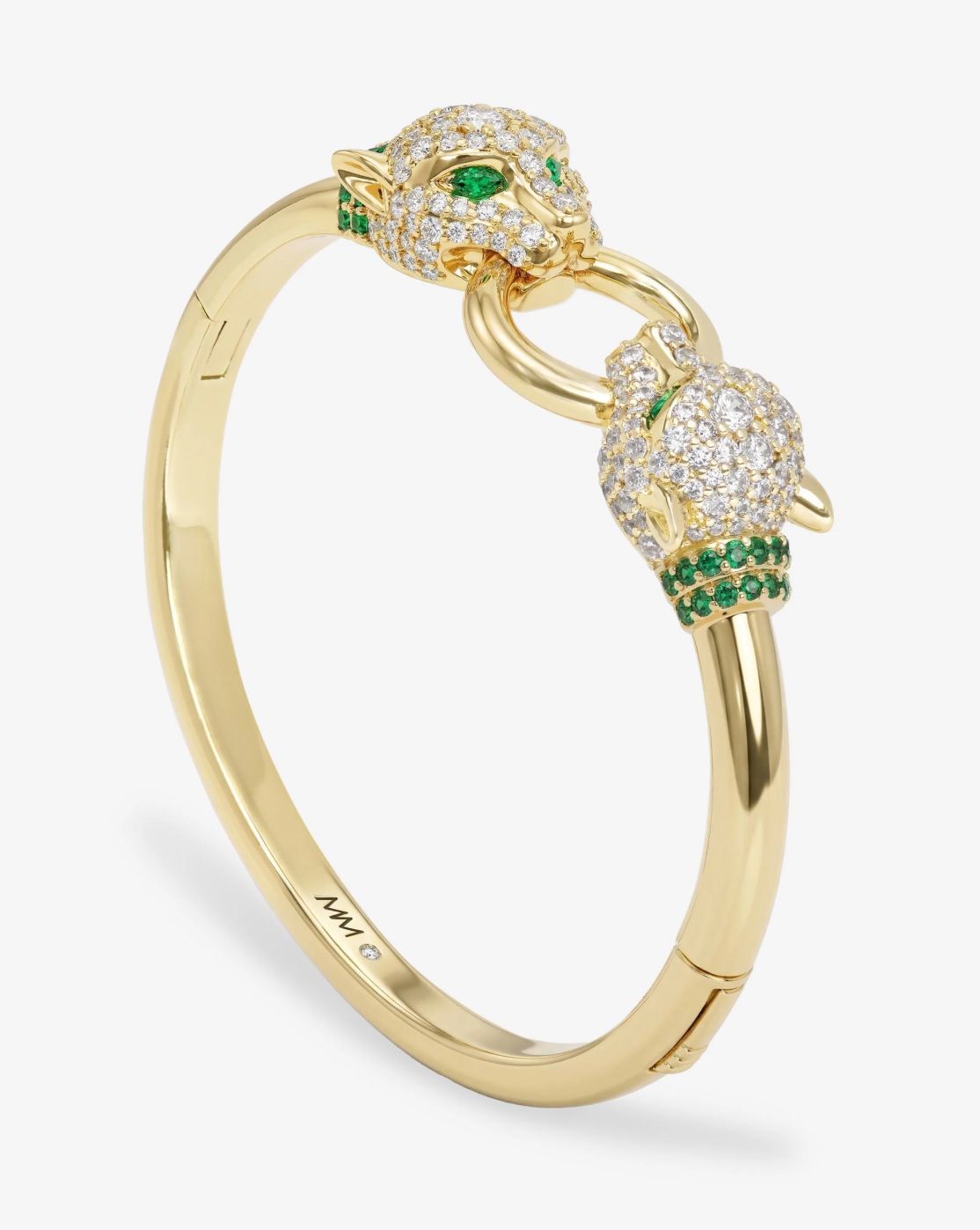Melinda Maria Jaguar Cuff Bracelet in Gold/Emerald